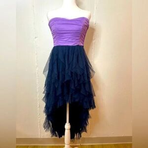 Deb Strapless Lilac and Navy High-Low Formal Dress Size 11 EUC